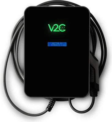 Vista frontal del cargador V2C Trydan